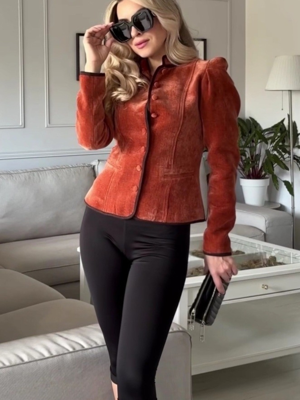 Zara Rust Velvet Tailored Blazer - Women, NWT